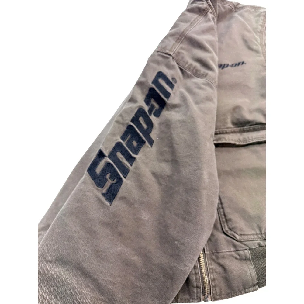 Snap-on Canvas Quilted Bomber Work‎ Jacket Mens Large Brown